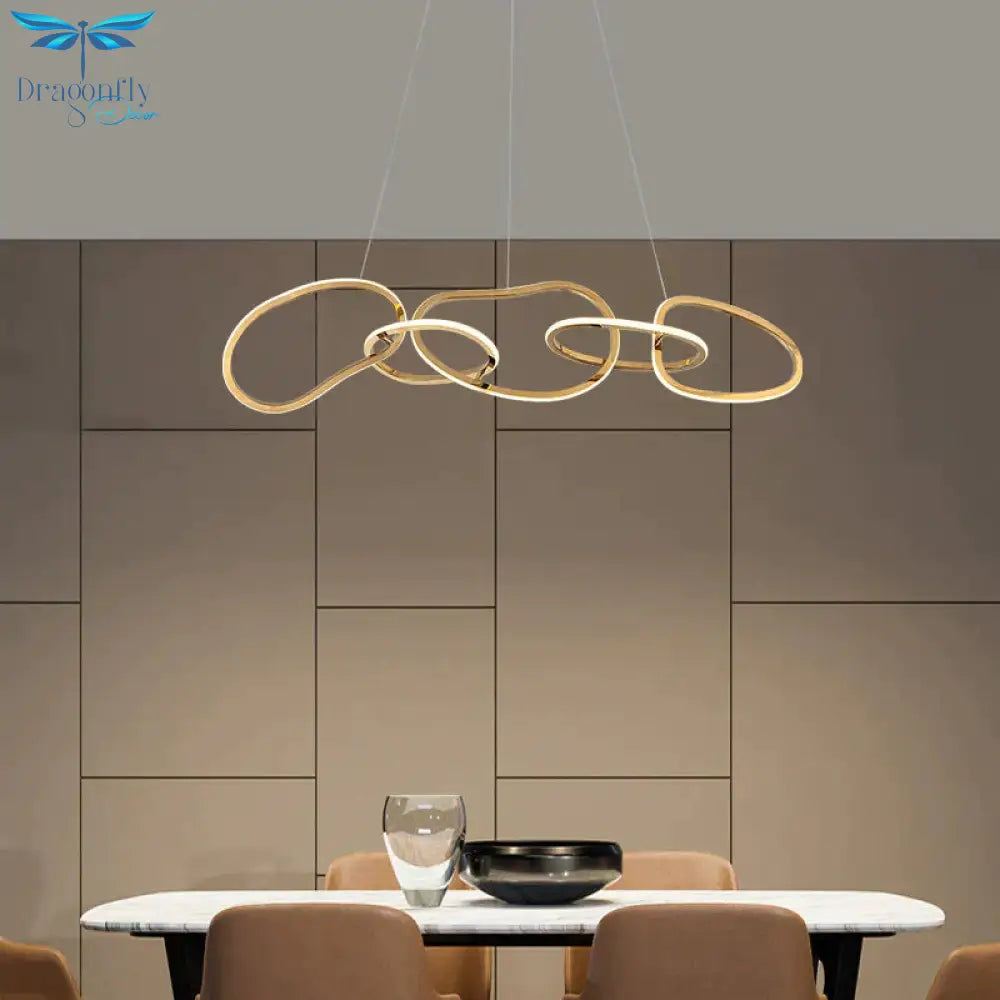 Nordic Personality Circle Stainless Steel Living Room Chandelier Pendant