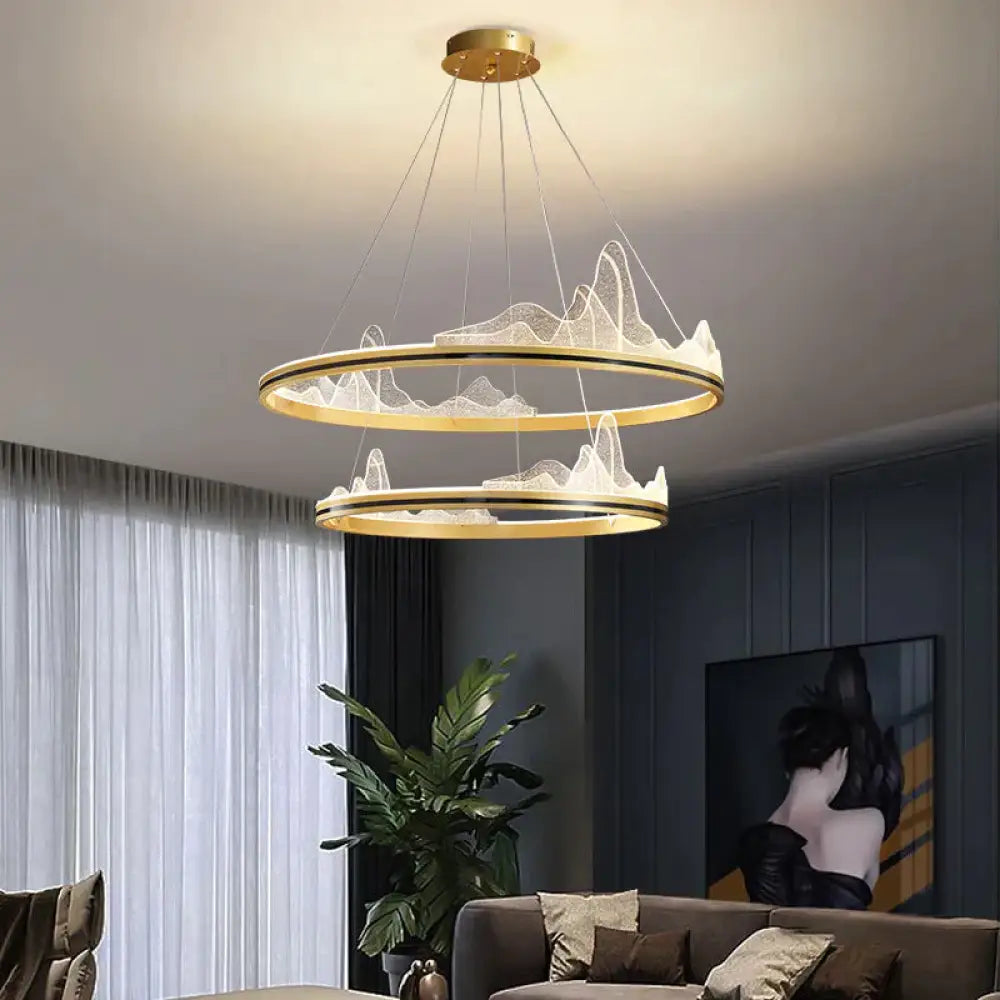 Nordic Personality Living Room Bedroom Chandelier Creative Hotel Lamps Golden / Dia 40 + 60 White