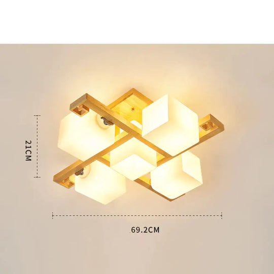 Nordic Personality Simple Log Ceiling Lamp In Living Room Creative Warm Bedroom Restaurant Solid