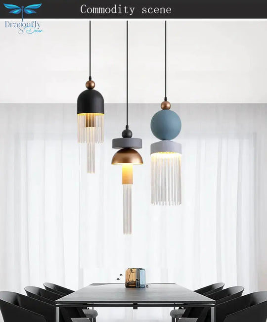 Nordic Post - Modern Color Lustre Pendant Lights Modern Simple Bedroom Restaurant Bedside Lamp