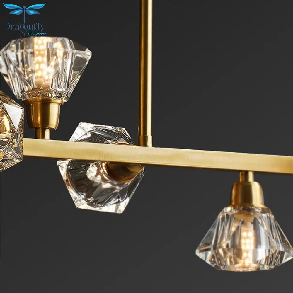 Nordic Restaurant Copper Crystal Chandelier Lighting Black/Gold Lustre Home Decor Suspension