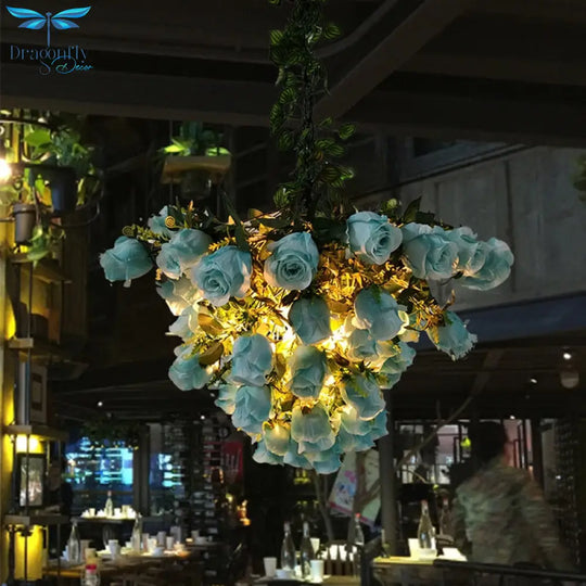 Nordic Rose Pendant Light Personality Creative Coffee Shop Lamp Simulation Plant Cafe Restaurant