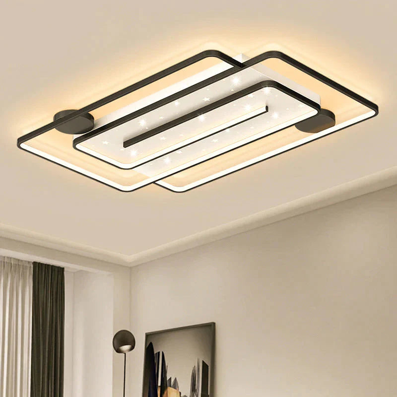 Nordic Simple Light Luxury Atmosphere Square Living Room Bedroom Ceiling Lamp Black / D Tri - Color