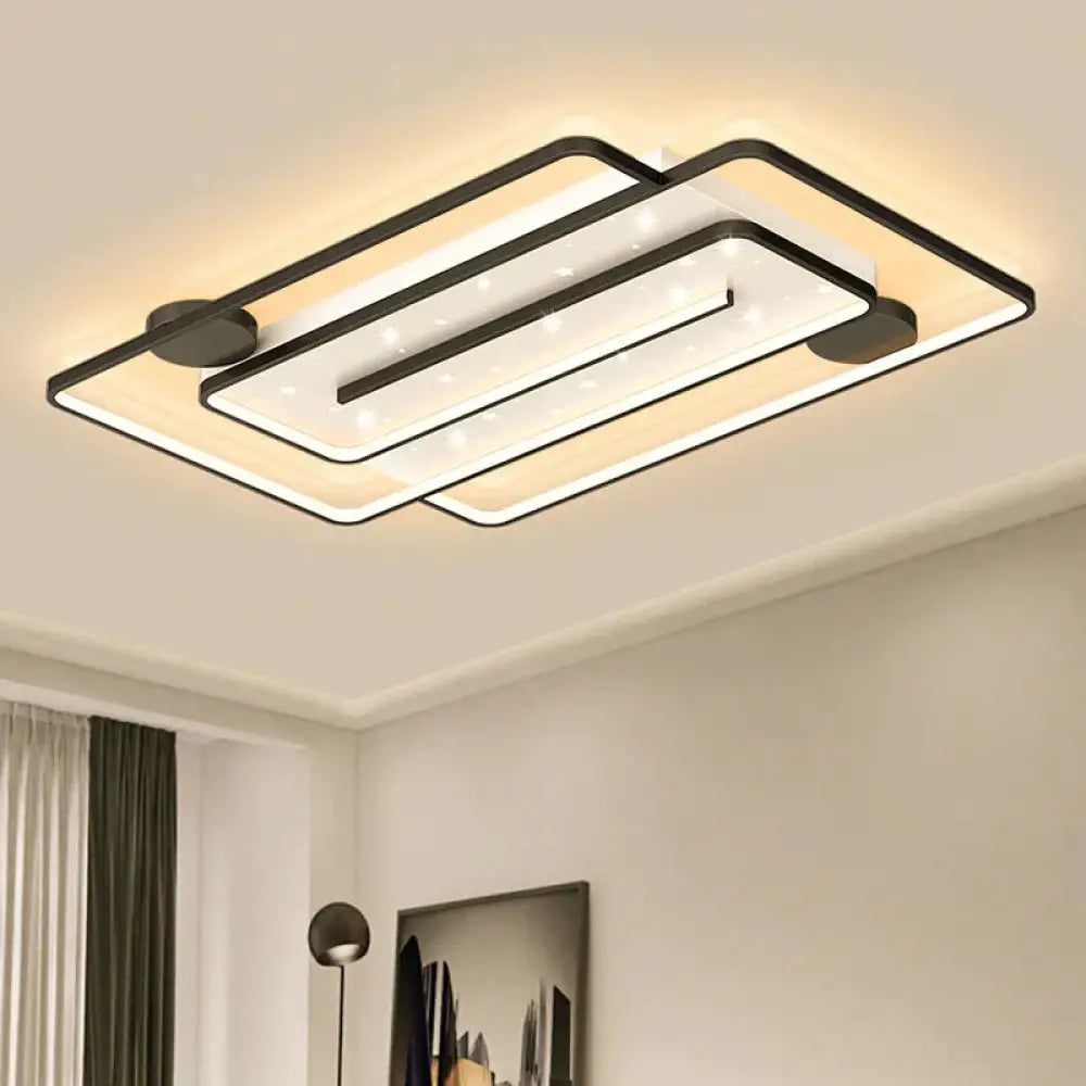 Nordic Simple Light Luxury Atmosphere Square Living Room Bedroom Ceiling Lamp Black / D Tri - Color