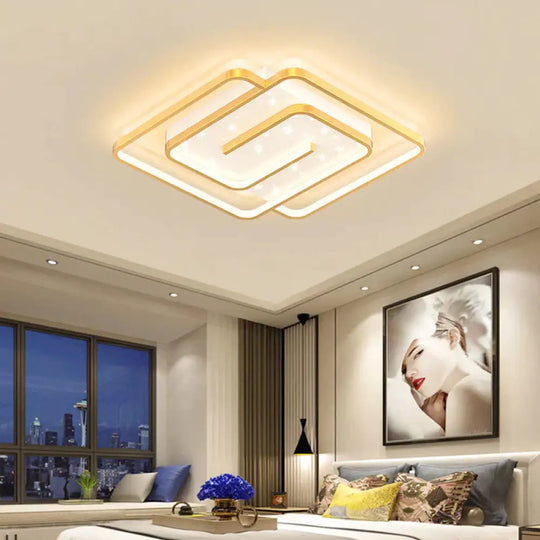 Nordic Simple Light Luxury Atmosphere Square Living Room Bedroom Ceiling Lamp Gold / B Tri - Color