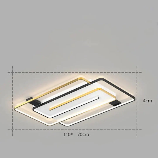 Nordic Simple Light Luxury Atmosphere Square Living Room Bedroom Ceiling Lamp Gold / C Tri - Color