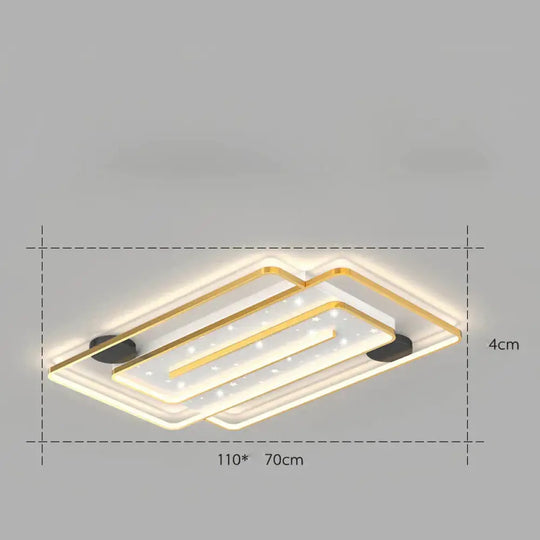 Nordic Simple Light Luxury Atmosphere Square Living Room Bedroom Ceiling Lamp Gold / D Tri - Color