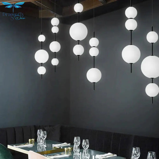 Nordic Simple Modern Restaurant Lamps Personalized Creative Glass Led Large And Small Ball