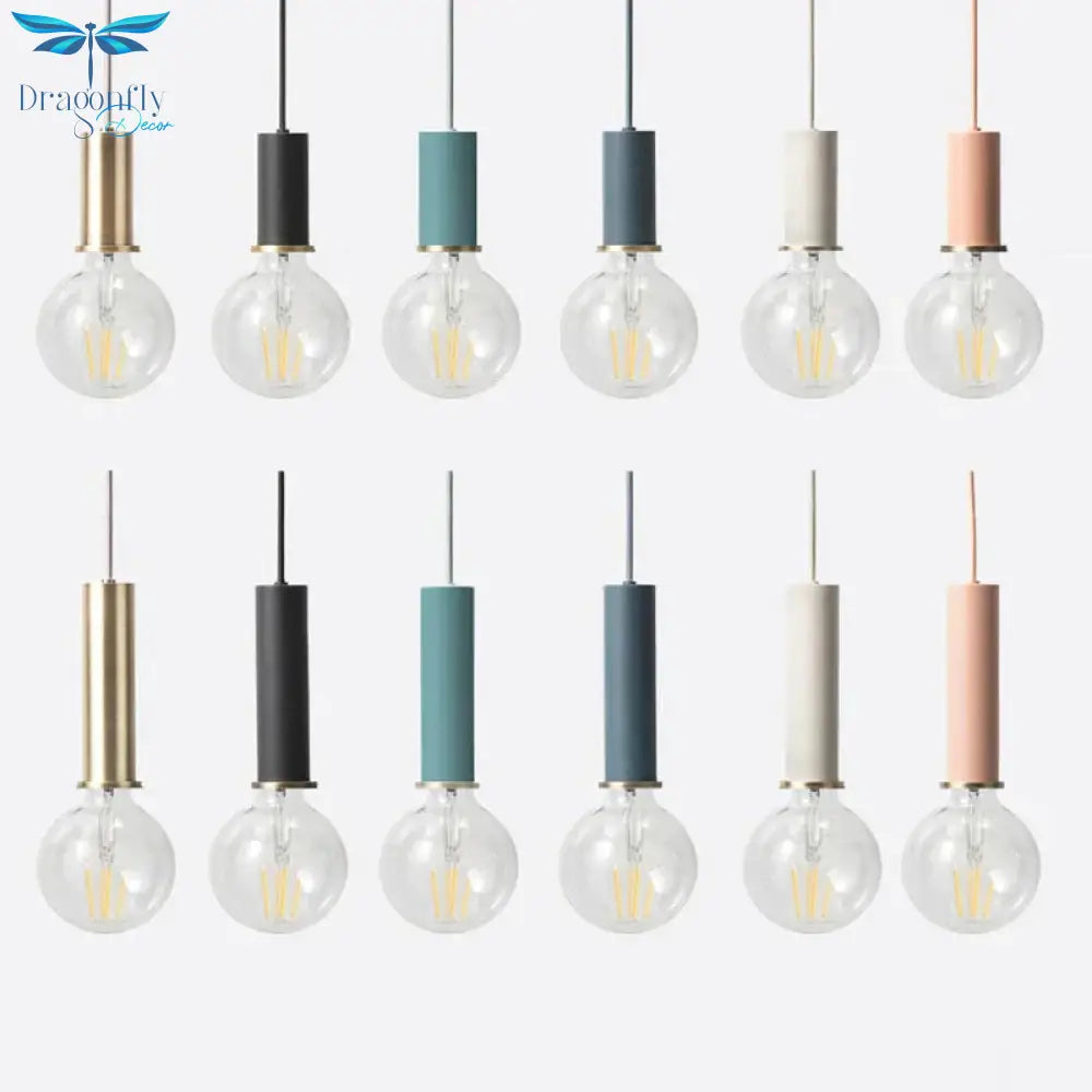 Nordic Simple Pendant Lights Suspension Aluminum Tube E27 Lamps Holder Dining Table Kitchen Bedside