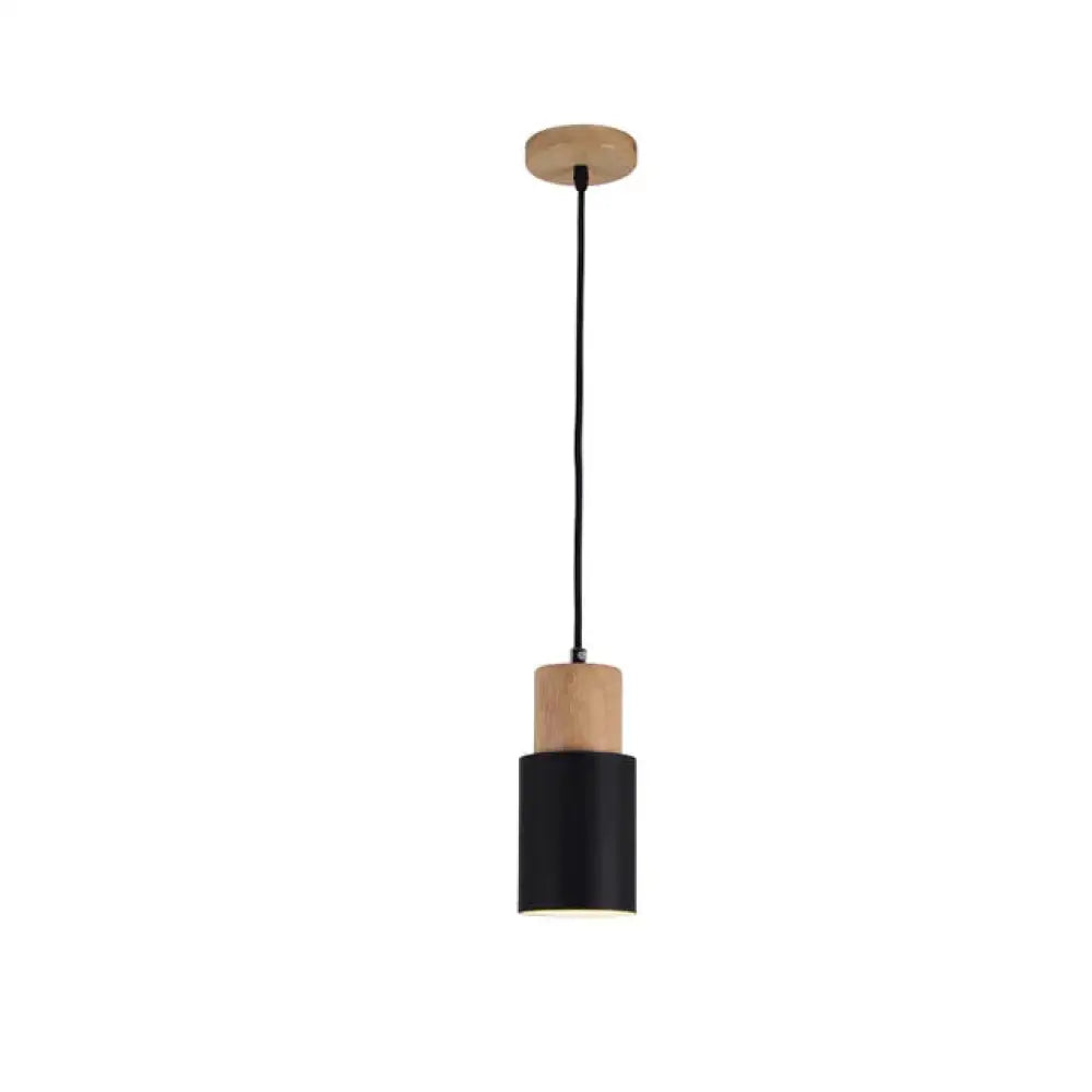 Nordic Simple Wood Pendant Lights Led Hanging Colorful Aluminum Lighting Black / Without Bulb