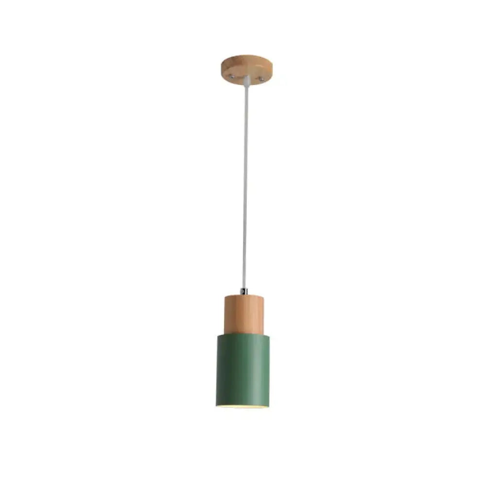 Nordic Simple Wood Pendant Lights Led Hanging Colorful Aluminum Lighting Green / Without Bulb