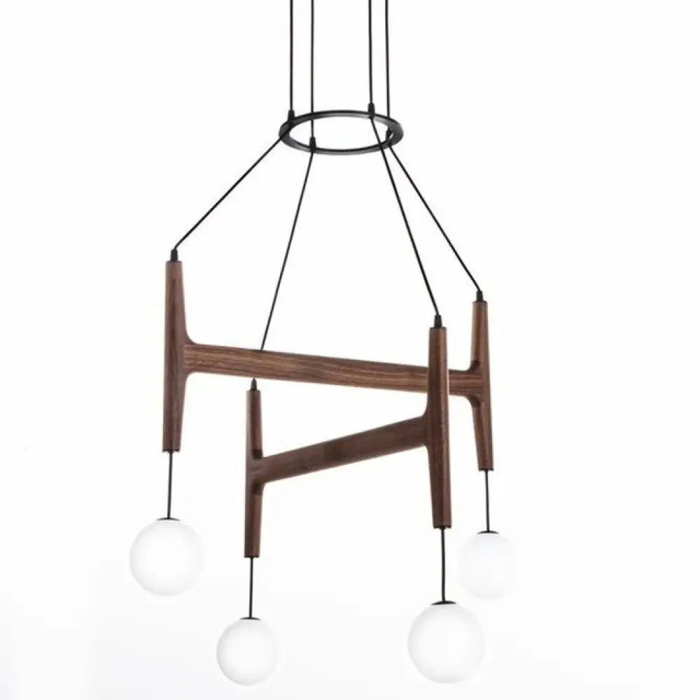Nordic Simple Wooden Chandelier Luster Italian Retro Villa Hotel Decoration Glass Dining Table