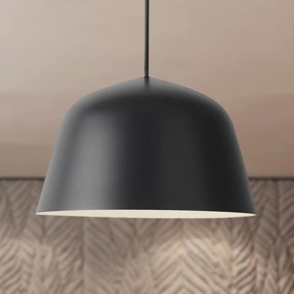Nordic Style Dome Hanging Shade Ceiling 1 Light Metal Pendant Lamp In Black/Green For Bedroom Black