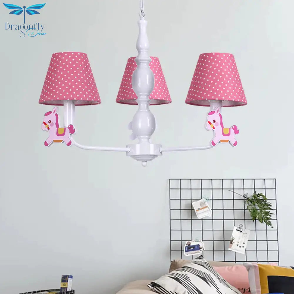 Nordic Tapered Shade Hanging Chandelier Fabric Lights For Living Room