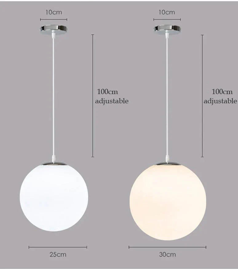 Nordic White Glass Ball Pendant Lights Modern Led Living Room Hanglamp Lamp Restaurant Bar Aisle