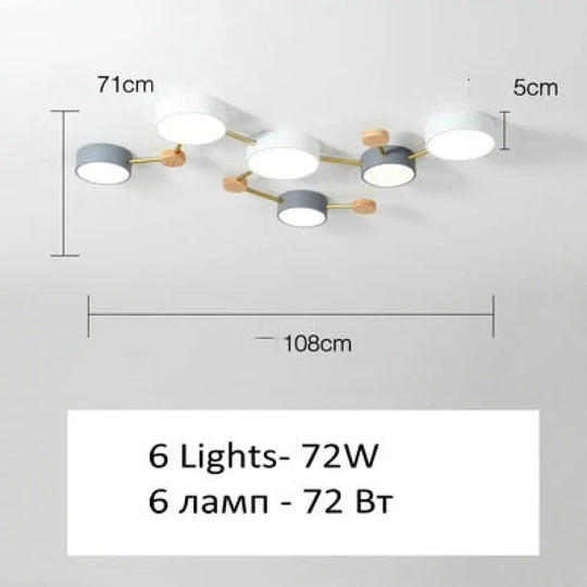 Nordic Wood Ceiling Chandelier Light Ac 90 - 260V Led Living Room Lamp For Bedroom Children Baby
