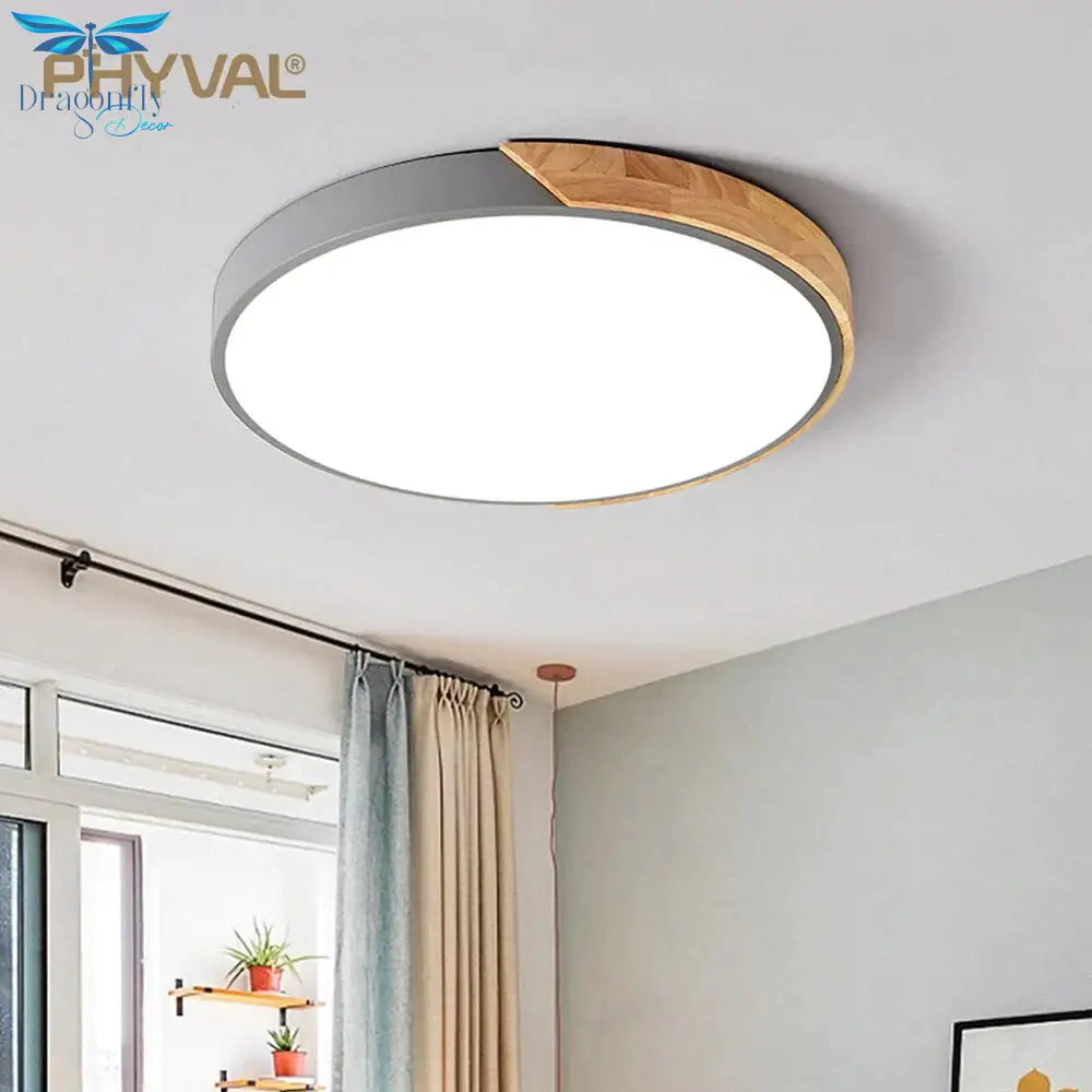 Nordic Wooden Ceiling Lamp Dimmable Led Lights Round 30 - 60 Size Diameter Ultra - Thin 5 Cm High 7