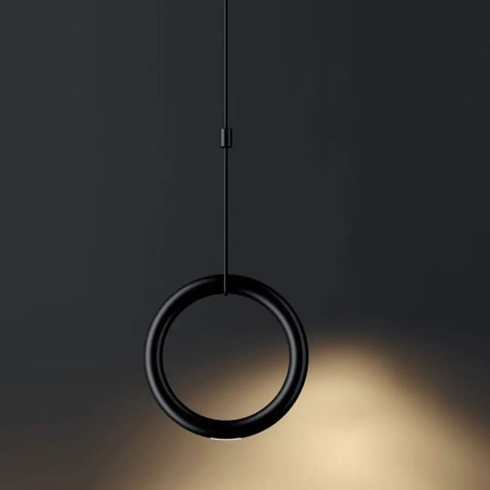 Nova - Modern Led Ring Circle Pendant Lamp For Restaurant Bar Bedroom And Staircase Black / 3