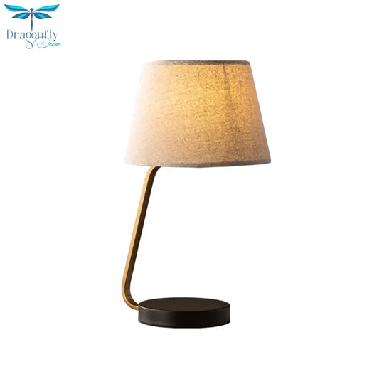 Océane - Nordic Urn - Like Reading Light Metal 1 Head Bedroom Nightstand Lamp With Fabric Shade In
