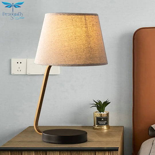 Océane - Nordic Urn - Like Reading Light Metal 1 Head Bedroom Nightstand Lamp With Fabric Shade In