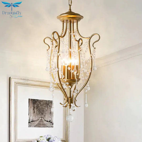 Oil Lamp Hanging Pendant Traditional 4 - Light Faceted Crystal Balls Ceiling Chandelier In Gold