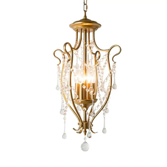Oil Lamp Hanging Pendant Traditional 4 - Light Faceted Crystal Balls Ceiling Chandelier In Gold