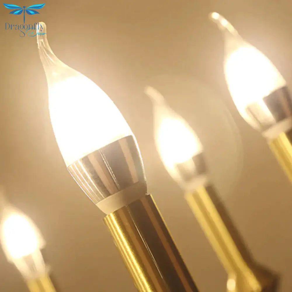 Open Bulb Suspension Lighting Traditional Metal 6/8 Lights Gold Finish Chandelier Pendant Light