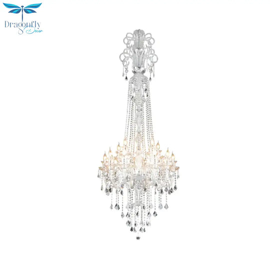 Opulent Clear Crystal Candle Chandelier Baroque 10 - Light Dining Hall Ceiling Pendant Light