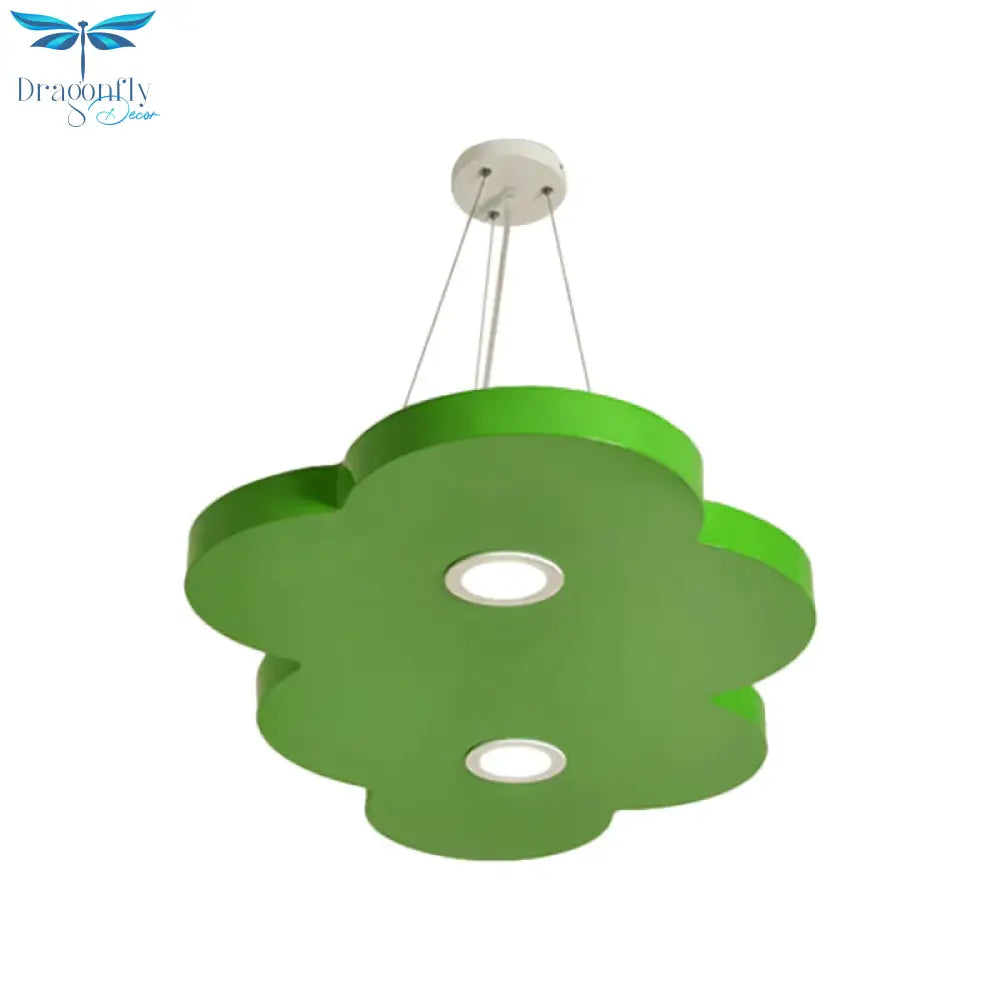 Orange/Blue/Green Cloud Hanging Lamp Cartoon Style Led Metal Pendant Chandelier In Warm/White Light
