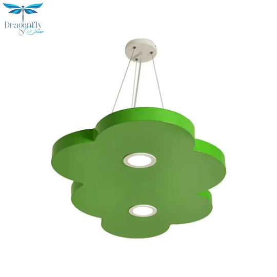 Orange/Blue/Green Cloud Hanging Lamp Cartoon Style Led Metal Pendant Chandelier In Warm/White Light