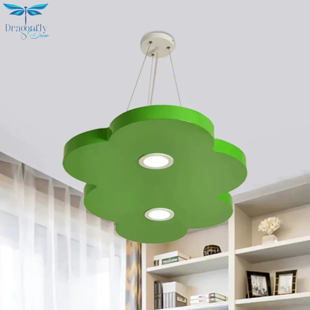 Orange/Blue/Green Cloud Hanging Lamp Cartoon Style Led Metal Pendant Chandelier In Warm/White Light