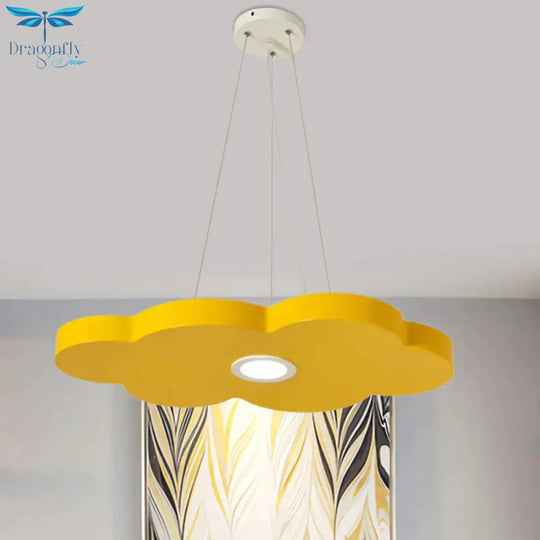 Orange/Blue/Green Cloud Hanging Lamp Cartoon Style Led Metal Pendant Chandelier In Warm/White Light