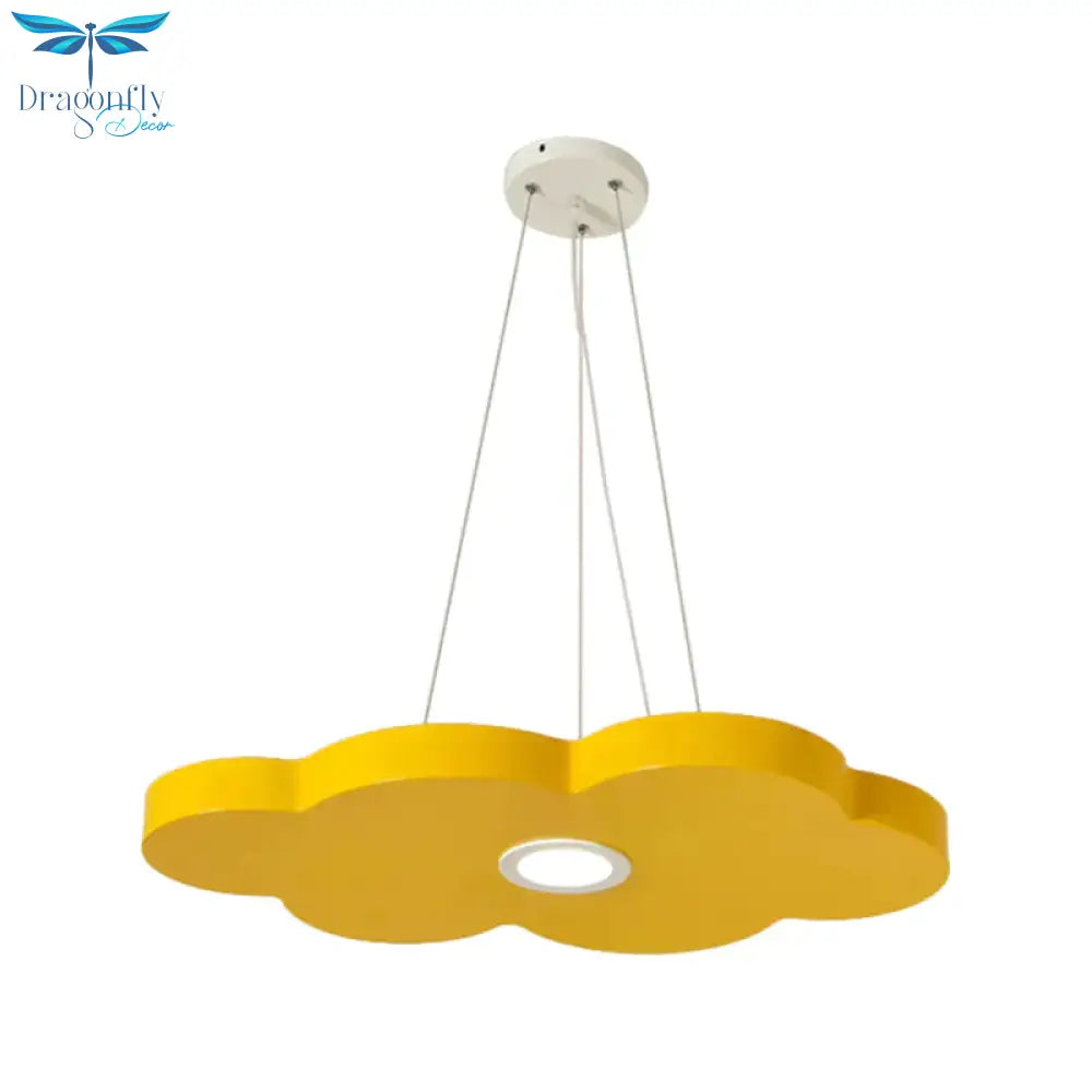 Orange/Blue/Green Cloud Hanging Lamp Cartoon Style Led Metal Pendant Chandelier In Warm/White Light