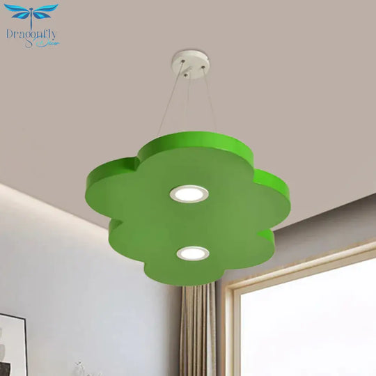 Orange/Blue/Green Cloud Hanging Lamp Cartoon Style Led Metal Pendant Chandelier In Warm/White Light