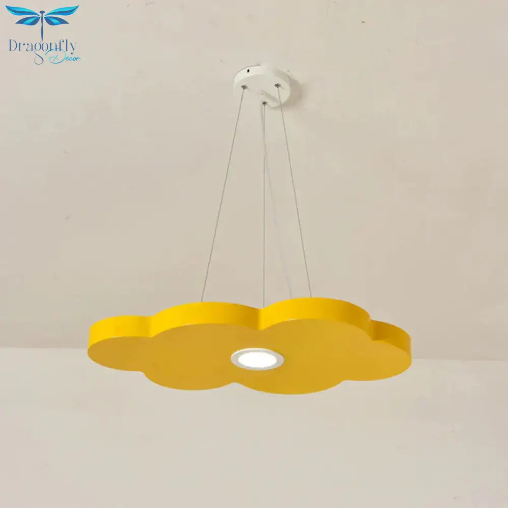 Orange/Blue/Green Cloud Hanging Lamp Cartoon Style Led Metal Pendant Chandelier In Warm/White Light