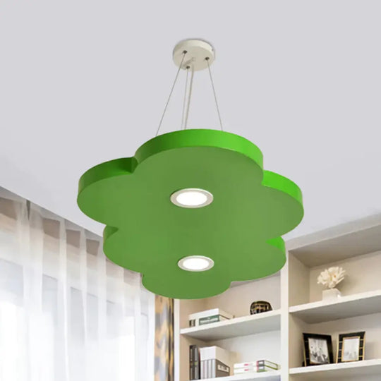 Orange/Blue/Green Cloud Hanging Lamp Cartoon Style Led Metal Pendant Chandelier In Warm/White Light