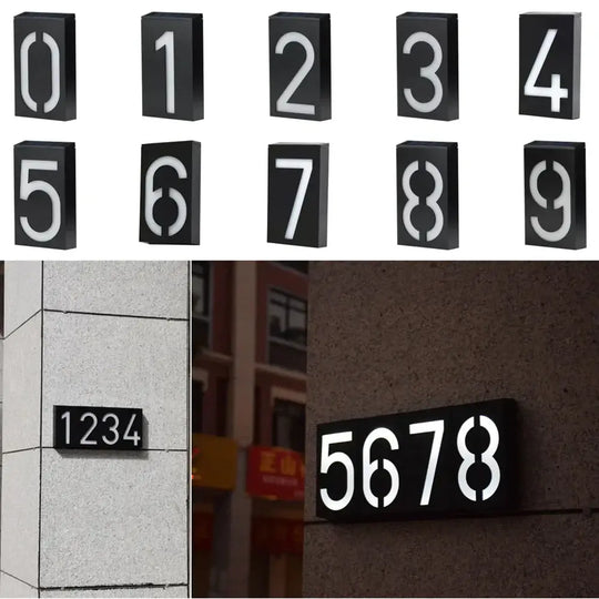 Outdoor Lighting Porch Lights House Number Solar Led Light 6 Led Illumination Doorplate Lamp With