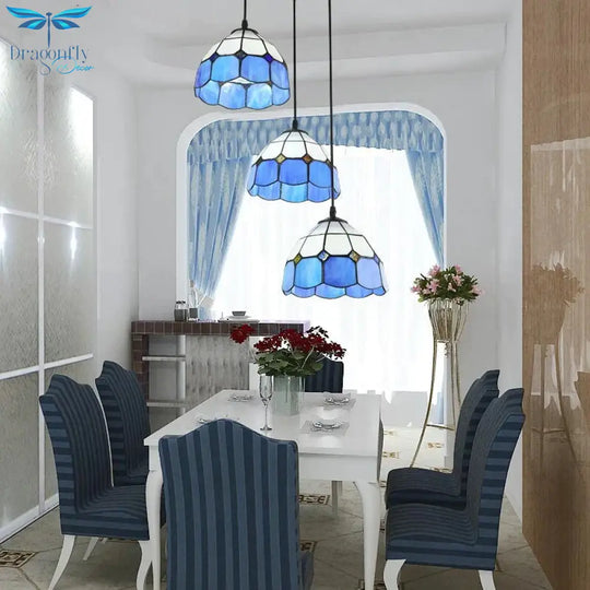Pastoral Loft Modern Blue Glass Pendant Light Led E27 Art Deco Vintage Hanging Lamp For Living Room