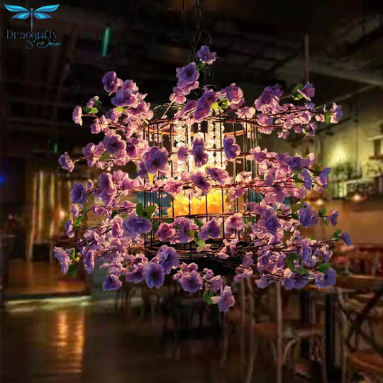 Pastoral Style Exquisite Simulation Flower Arrangement Pendant Light Theme Restaurant Cafe