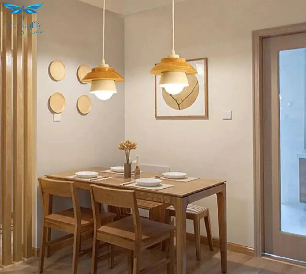 Pendant Light Led Fixture Hanging Kitchen Lamp Dining Room E27 Dinning Lights Wood Modern