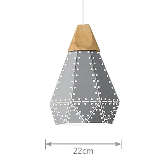 Pendant Light Modern E27 Macron Color Lamp Wood Iron Lampshade Cable 1.2M For Bedroom Gray 22Cm No