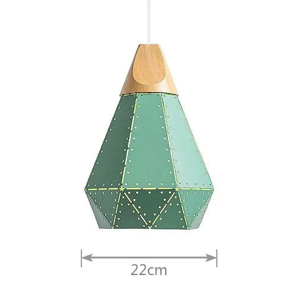 Pendant Light Modern E27 Macron Color Lamp Wood Iron Lampshade Cable 1.2M For Bedroom Green 22Cm No