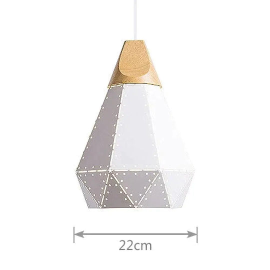 Pendant Light Modern E27 Macron Color Lamp Wood Iron Lampshade Cable 1.2M For Bedroom White 22Cm No