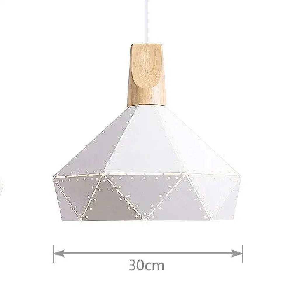 Pendant Light Modern E27 Macron Color Lamp Wood Iron Lampshade Cable 1.2M For Bedroom White 30Cm No