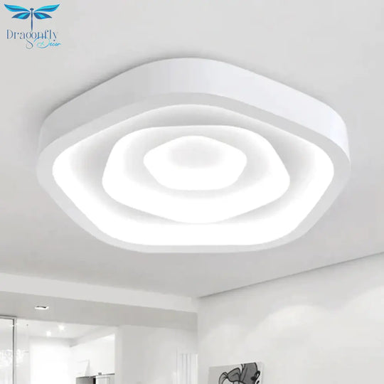 Pentagonal Led White Flush Mount Ceiling Light For Living Room