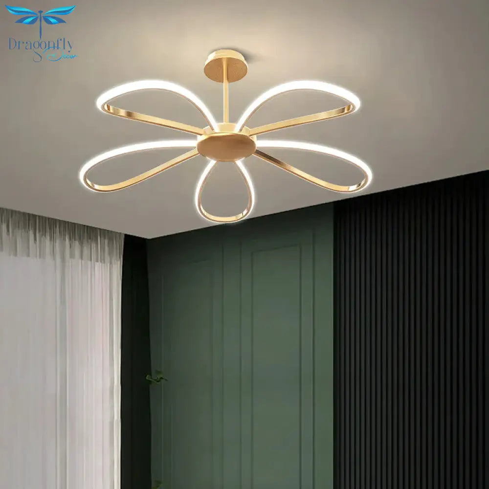 Petal Shaped Chandelier Simple Suction And Hanging Dual - Purpose New Led Bedroom Lamp Pendant