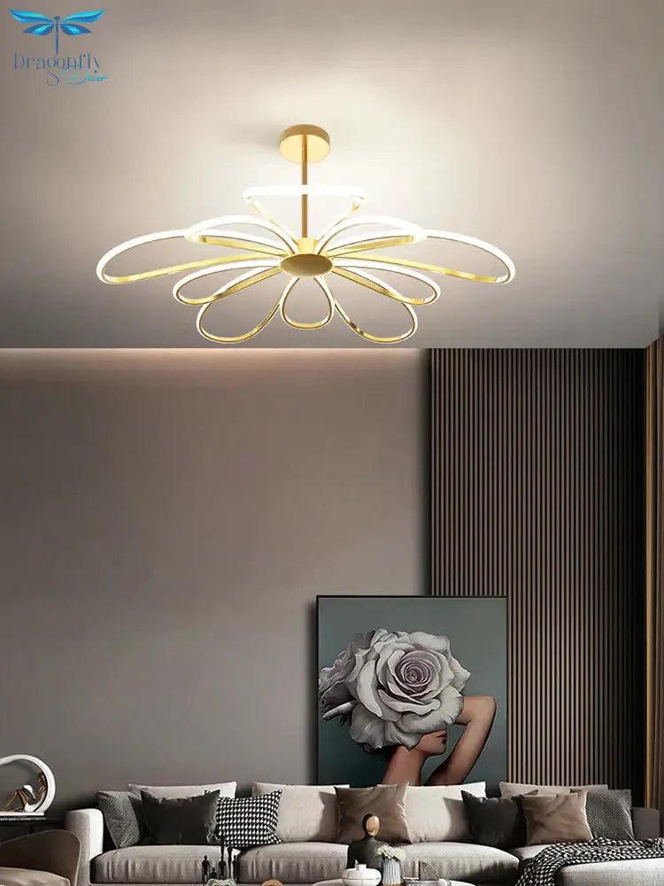 Petal Shaped Chandelier Simple Suction And Hanging Dual - Purpose New Led Bedroom Lamp Pendant