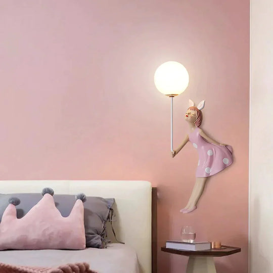 Pink Girl Wall Lamp For Princess Room Girls