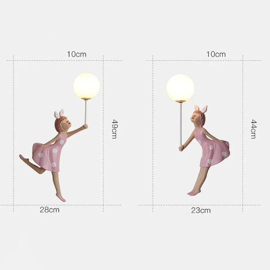 Pink Girl Wall Lamp For Princess Room Girls