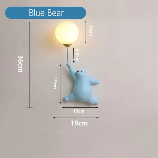 Pink Girl Wall Lamp For Princess Room Girls Blue Bear / White Lamp